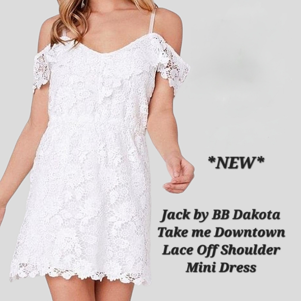 JACK By BB Dakota Take Me Downtown Lace Cold Shoulder Off White Mini Dress XS